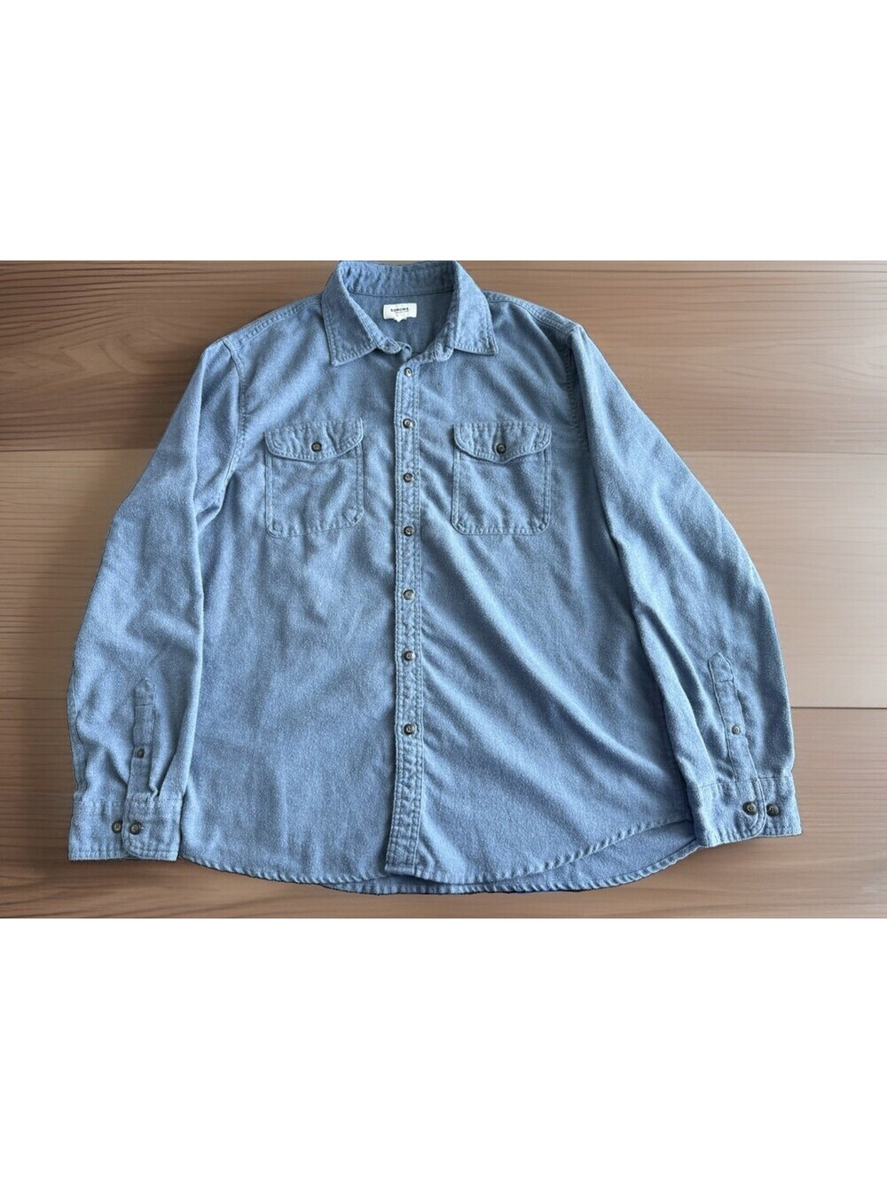 SONOMA Men's XL Blue Flannel Chamois Button Down Work Shirt Two Pocket Cotton